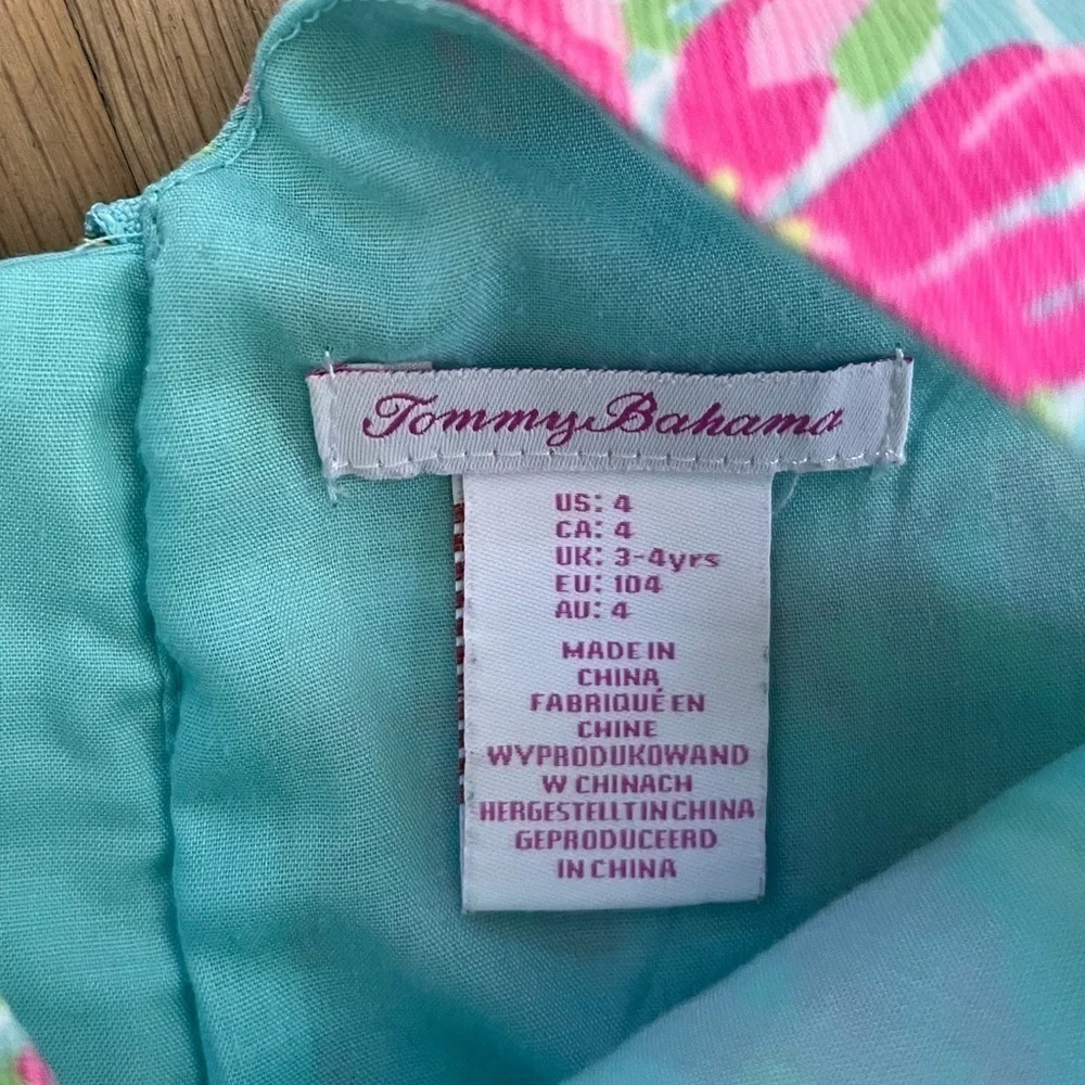 Lilly Pulitzer Inspired Shift Dress by Tommy Bahamas Sz 3/4 Floral Pink Blue